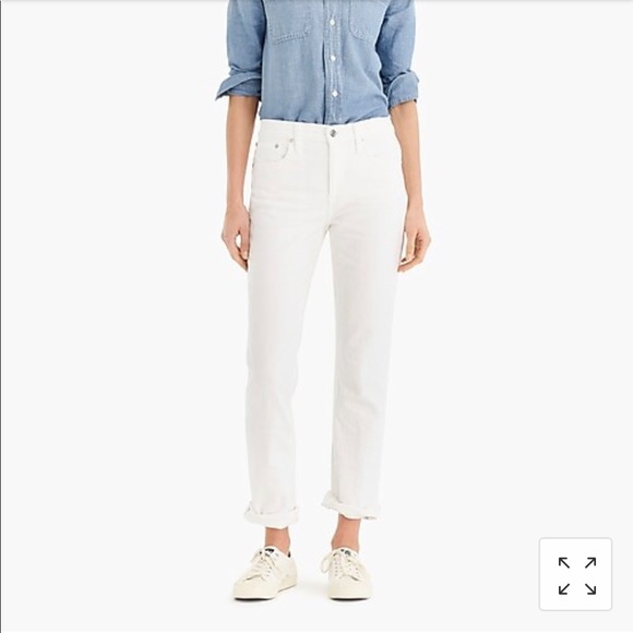 J. Crew Slim Broken-In Boyfriend White Jeans Sz 28 - Picture 3 of 8
